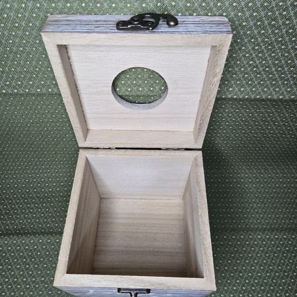 Rustic Wooden Tissue Box Holder With Latch that says Bless You - Picture 3 of 7
